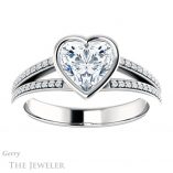 Heart Shaped Forever One Moissanite Engagement Ring #GTJ1214-heart-fb-w 1 Heart Shaped Forever Brilliant Moissanite Engagement Ring #GTJ1214-heart-fb-w