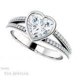 Heart Shaped Forever One Moissanite Engagement Ring #GTJ1214-heart-fb-w 5 Heart Shaped Forever Brilliant Moissanite Engagement Ring #GTJ1214-heart-fb-w