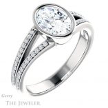 Oval Shaped Forever One Moissanite Engagement Ring #GTJ1214-oval-fo-w 4 Oval Shaped Forever One Moissanite Engagement Ring #GTJ1214-oval-fo-w
