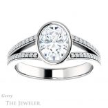 Oval Shaped Forever One Moissanite Engagement Ring #GTJ1214-oval-fo-w 1 Oval Shaped Forever One Moissanite Engagement Ring #GTJ1214-oval-fo-w