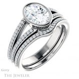 Oval Shaped Forever One Moissanite Engagement Ring #GTJ1214-oval-fo-w 6 Oval Shaped Forever One Moissanite Engagement Ring #GTJ1214-oval-fo-w