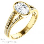 Oval Shaped Forever One Moissanite Engagement Ring #GTJ1214-oval-fo-y