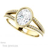 Oval Shaped Forever One Moissanite Engagement Ring #GTJ1214-oval-fo-y