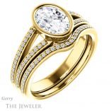 Oval Shaped Forever One Moissanite Engagement Ring #GTJ1214-oval-fo-y