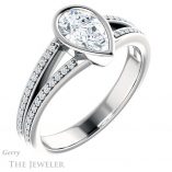 Pear Shaped Forever Brilliant Moissanite Engagement Ring #GTJ1214-pear-fb-w