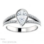 Pear Shaped Forever Brilliant Moissanite Engagement Ring #GTJ1214-pear-fb-w