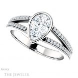 Pear Shaped Forever Brilliant Moissanite Engagement Ring #GTJ1214-pear-fb-w