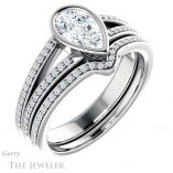 Pear Shaped Forever Brilliant Moissanite Engagement Ring #GTJ1214-pear-fb-w