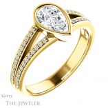 Pear Shaped Forever One Moissanite Engagement Ring #GTJ1214-pear-fb-y 4 Pear Shaped Forever Brilliant Moissanite Engagement Ring #GTJ1214-pear-fb-y