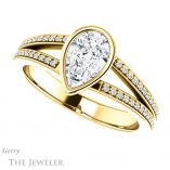 Pear Shaped Forever One Moissanite Engagement Ring #GTJ1214-pear-fb-y 5 Pear Shaped Forever Brilliant Moissanite Engagement Ring #GTJ1214-pear-fb-y