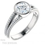 Round Cut Forever One Moissanite Engagement Ring #GTJ1214-round-fo-w 4 Round Cut Forever One Moissanite Engagement Ring #GTJ1214-round-fo-w