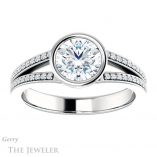 Round Cut Forever One Moissanite Engagement Ring #GTJ1214-round-fo-w 1 Round Cut Forever One Moissanite Engagement Ring #GTJ1214-round-fo-w