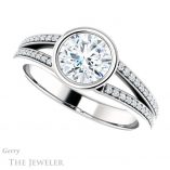 Round Cut Forever One Moissanite Engagement Ring #GTJ1214-round-fo-w 5 Round Cut Forever One Moissanite Engagement Ring #GTJ1214-round-fo-w