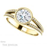 Round Cut Forever One Moissanite Engagement Ring #GTJ1214-round-fo-y 5 Round Cut Forever One Moissanite Engagement Ring #GTJ1214-round-fo-y