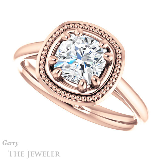 Cushion Cut Forever One Moissanite Engagement Ring #GTJ1215-cushion-fo-r | Gerry The Jeweler Cushion Cut Forever One Moissanite Engagement Ring #GTJ1215-cushion-fo-r