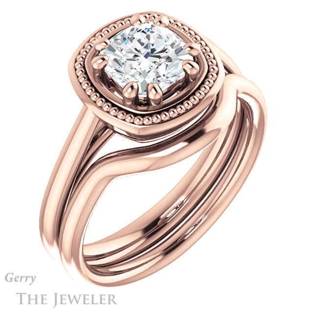 Cushion Cut Forever One Moissanite Engagement Ring #GTJ1215-cushion-fo-r | Gerry The Jeweler Cushion Cut Forever One Moissanite Engagement Ring #GTJ1215-cushion-fo-r