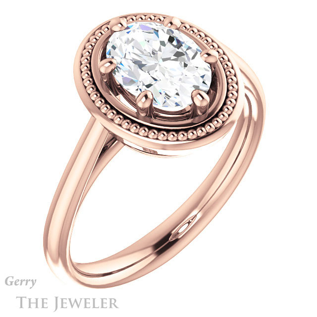 Oval Shaped Forever One Moissanite Engagement Ring #GTJ1215-oval-fo-r | Gerry The Jeweler Oval Shaped Forever One Moissanite Engagement Ring #GTJ1215-oval-fo-r