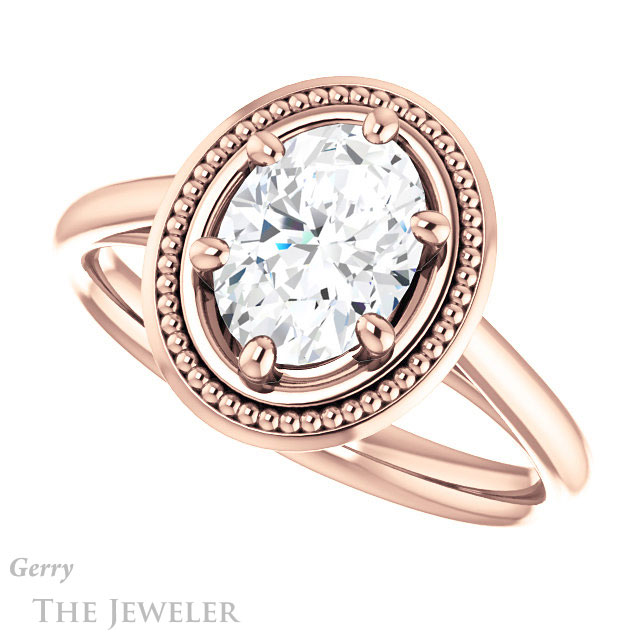 Oval Shaped Forever One Moissanite Engagement Ring #GTJ1215-oval-fo-r | Gerry The Jeweler Oval Shaped Forever One Moissanite Engagement Ring #GTJ1215-oval-fo-r