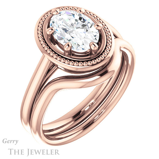 Oval Shaped Forever One Moissanite Engagement Ring #GTJ1215-oval-fo-r | Gerry The Jeweler Oval Shaped Forever One Moissanite Engagement Ring #GTJ1215-oval-fo-r