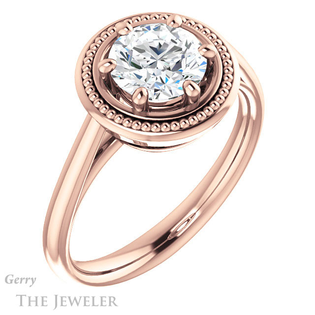 Round Cut Forever One Moissanite Engagement Ring #GTJ1215-round-fo-r | Gerry The Jeweler Round Cut Forever One Moissanite Engagement Ring #GTJ1215-round-fo-r
