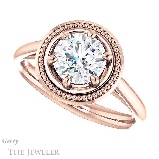 Round Cut Forever One Moissanite Engagement Ring #GTJ1215-round-fo-r | Gerry The Jeweler Round Cut Forever One Moissanite Engagement Ring #GTJ1215-round-fo-r
