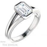 Emerald Cut Forever One Moissanite Engagement Ring #GTJ1216-emerald-fb-w 4 Emerald Cut Forever Brilliant Moissanite Engagement Ring #GTJ1216-emerald-fb-w