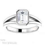 Emerald Cut Forever One Moissanite Engagement Ring #GTJ1216-emerald-fb-w 1 Emerald Cut Forever Brilliant Moissanite Engagement Ring #GTJ1216-emerald-fb-w