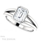 Emerald Cut Forever One Moissanite Engagement Ring #GTJ1216-emerald-fb-w 5 Emerald Cut Forever Brilliant Moissanite Engagement Ring #GTJ1216-emerald-fb-w