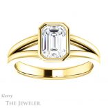 Emerald Cut Forever One Moissanite Engagement Ring #GTJ1216-emerald-fb-y 1 Emerald Cut Forever Brilliant Moissanite Engagement Ring #GTJ1216-emerald-fb-y