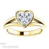 Heart Shaped Forever One Moissanite Engagement Ring #GTJ1216-heart-fb-y 1 Heart Shaped Forever Brilliant Moissanite Engagement Ring #GTJ1216-heart-fb-y
