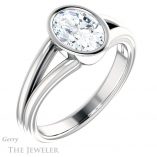 Oval Shaped Forever One Moissanite Engagement Ring #GTJ1216-oval-fo-w