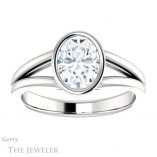 Oval Shaped Forever One Moissanite Engagement Ring #GTJ1216-oval-fo-w