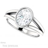 Oval Shaped Forever One Moissanite Engagement Ring #GTJ1216-oval-fo-w