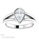 Pear Shaped Forever One Moissanite Engagement Ring #GTJ1216-pear-fb-w 1 Pear Shaped Forever Brilliant Moissanite Engagement Ring #GTJ1216-pear-fb-w