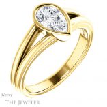 Pear Shaped Forever One Moissanite Engagement Ring #GTJ1216-pear-fb-y 4 Pear Shaped Forever Brilliant Moissanite Engagement Ring #GTJ1216-pear-fb-y