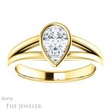 Pear Shaped Forever One Moissanite Engagement Ring #GTJ1216-pear-fb-y 1 Pear Shaped Forever Brilliant Moissanite Engagement Ring #GTJ1216-pear-fb-y