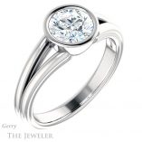 Round Cut Forever One Moissanite Engagement Ring #GTJ1216-round-fo-w