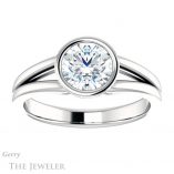 Round Cut Forever One Moissanite Engagement Ring #GTJ1216-round-fo-w