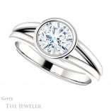 Round Cut Forever One Moissanite Engagement Ring #GTJ1216-round-fo-w
