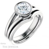 Round Cut Forever One Moissanite Engagement Ring #GTJ1216-round-fo-w