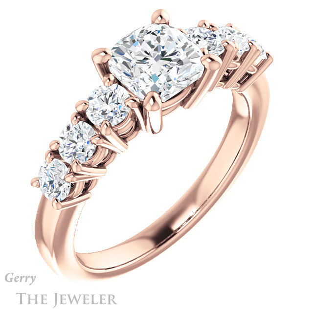 Cushion Cut Forever One Moissanite Engagement Ring #GTJ1217-cushion-fo-r | Gerry The Jeweler Cushion Cut Forever One Moissanite Engagement Ring #GTJ1217-cushion-fo-r