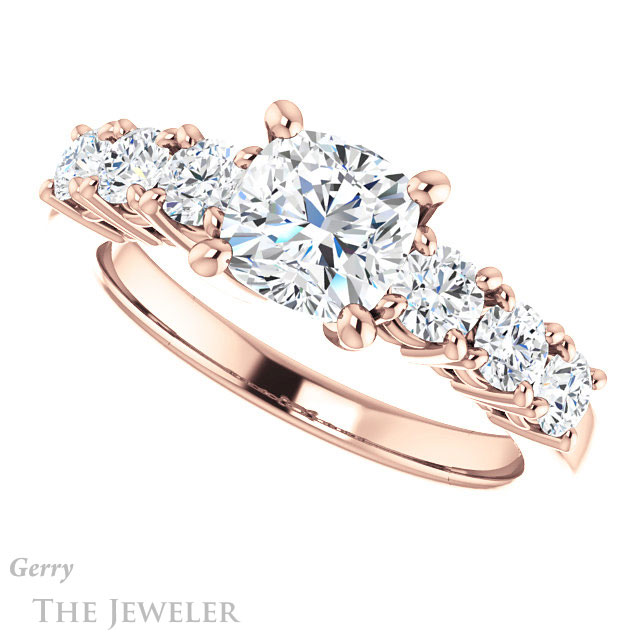 Cushion Cut Forever One Moissanite Engagement Ring #GTJ1217-cushion-fo-r | Gerry The Jeweler Cushion Cut Forever One Moissanite Engagement Ring #GTJ1217-cushion-fo-r