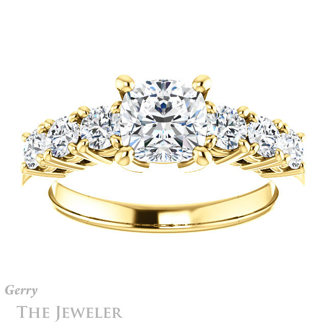 Cushion Cut Forever One Moissanite Engagement Ring #GTJ1217-cushion-fo-y | Gerry The Jeweler Cushion Cut Forever One Moissanite Engagement Ring #GTJ1217-cushion-fo-y