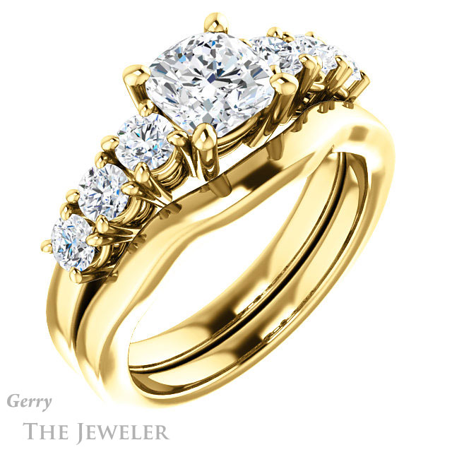 Cushion Cut Forever One Moissanite Engagement Ring #GTJ1217-cushion-fo-y | Gerry The Jeweler Cushion Cut Forever One Moissanite Engagement Ring #GTJ1217-cushion-fo-y