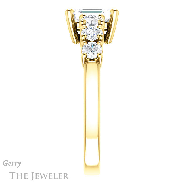 Emerald Cut Forever One Moissanite Engagement Ring #GTJ1217-emerald-fb-y | Gerry The Jeweler Emerald Cut Forever Brilliant Moissanite Engagement Ring #GTJ1217-emerald-fb-y