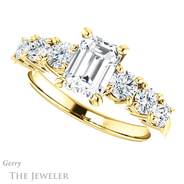 Emerald Cut Forever One Moissanite Engagement Ring #GTJ1217-emerald-fb-y | Gerry The Jeweler Emerald Cut Forever Brilliant Moissanite Engagement Ring #GTJ1217-emerald-fb-y