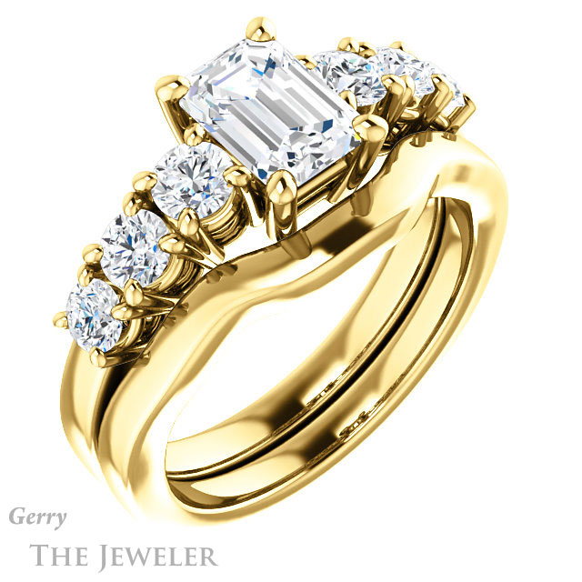 Emerald Cut Forever One Moissanite Engagement Ring #GTJ1217-emerald-fb-y | Gerry The Jeweler Emerald Cut Forever Brilliant Moissanite Engagement Ring #GTJ1217-emerald-fb-y