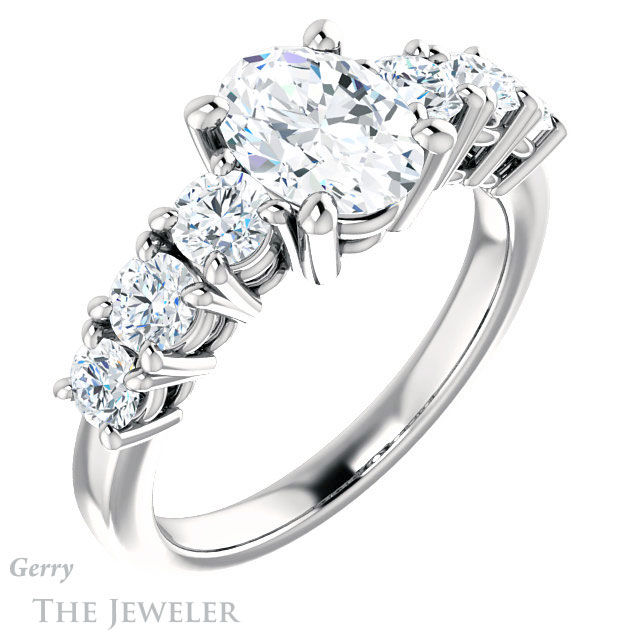 Oval Shaped Forever One Moissanite Engagement Ring #GTJ1217-oval-fo-w | Gerry The Jeweler Oval Shaped Forever One Moissanite Engagement Ring #GTJ1217-oval-fo-w