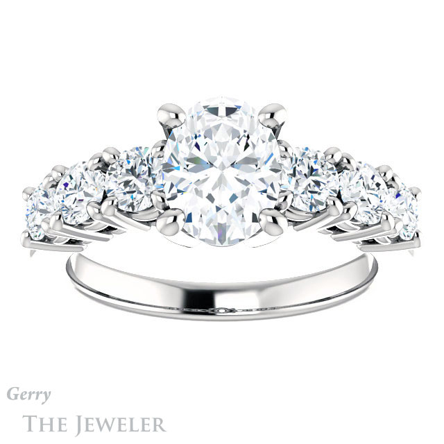 Oval Shaped Forever One Moissanite Engagement Ring #GTJ1217-oval-fo-w | Gerry The Jeweler Oval Shaped Forever One Moissanite Engagement Ring #GTJ1217-oval-fo-w