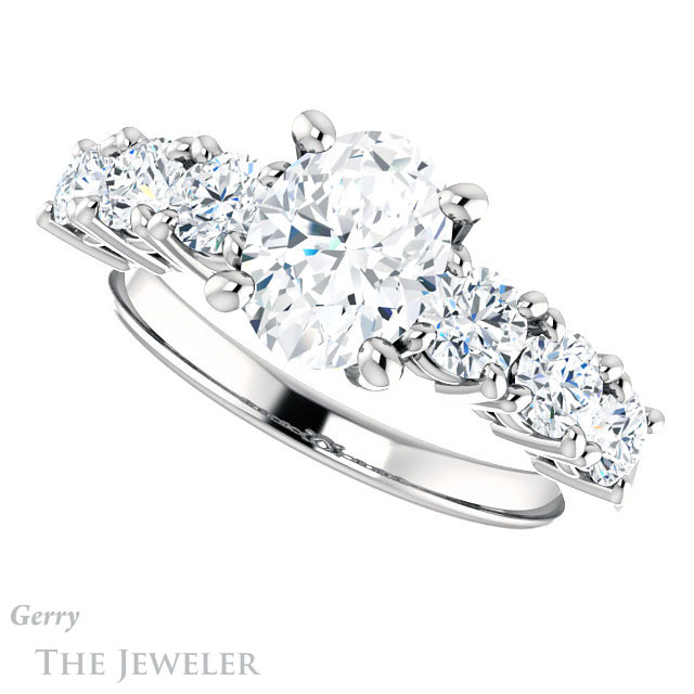 Oval Shaped Forever One Moissanite Engagement Ring #GTJ1217-oval-fo-w | Gerry The Jeweler Oval Shaped Forever One Moissanite Engagement Ring #GTJ1217-oval-fo-w